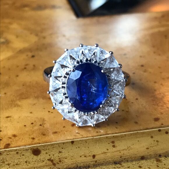 Natural Blue Kyanite Sterling Silver Cocktail Ring Discounted - Picture 8 of 14